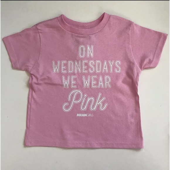 NEW On Wednesdays We Wear Pink Shirt Girls 4T-5T ~ Mean Girls Pink Shirt Kids - Picture 1 of 5